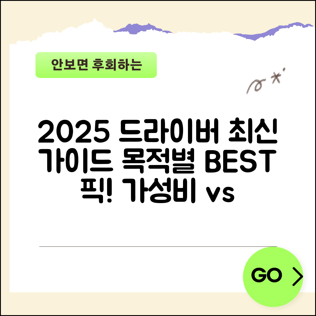 드라이버 추천 2025년 최신 가이드 | 목적별 최적 제품 | 가성비 vs 프리미엄 비교 분석