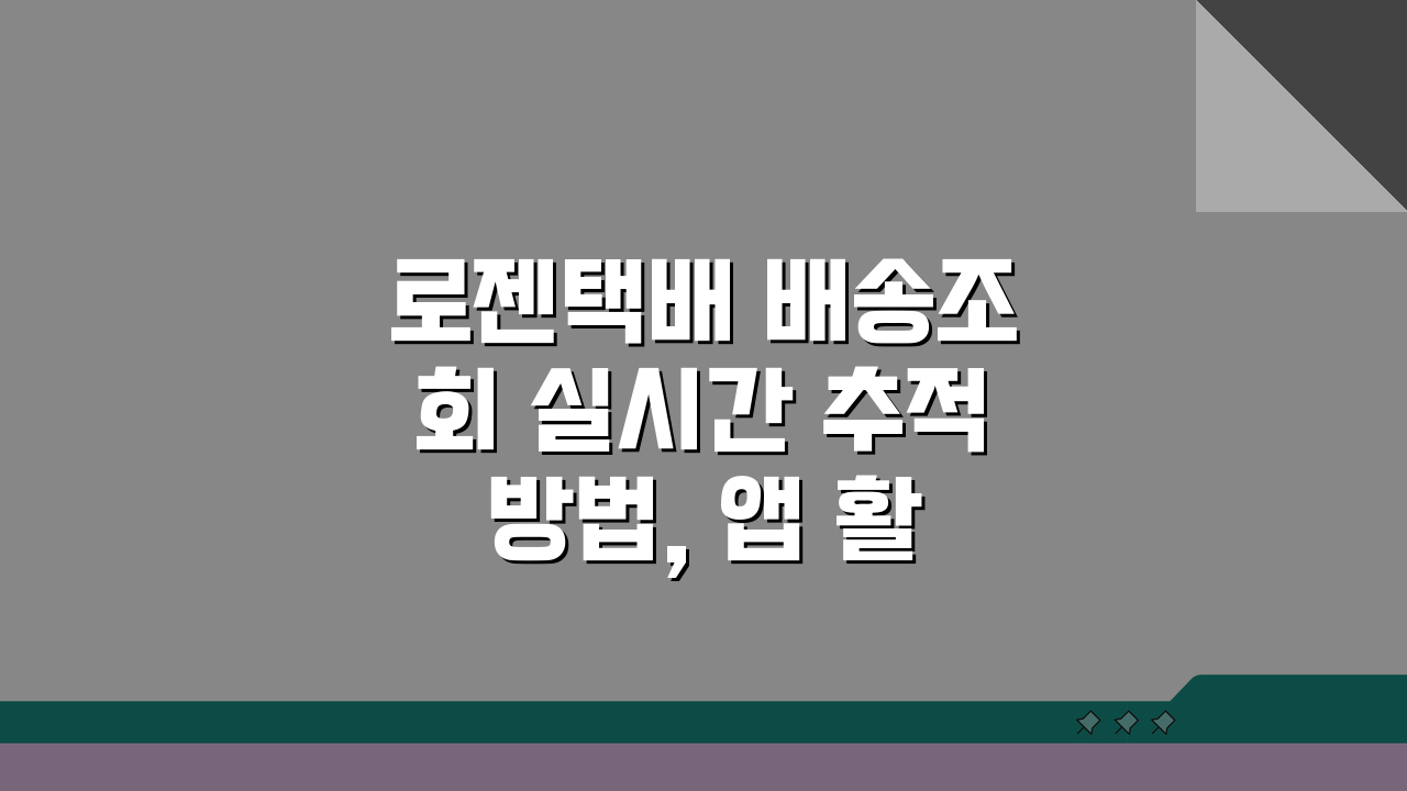 로젠택배 배송조회 실시간 추적 방법, 앱 활용 완벽 가이드