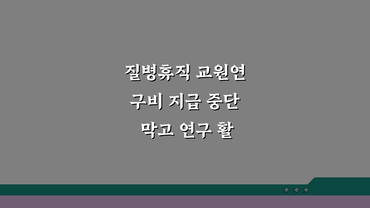 질병휴직 교원연구비 지급 중단 막고 연구 활동 유지하는 법