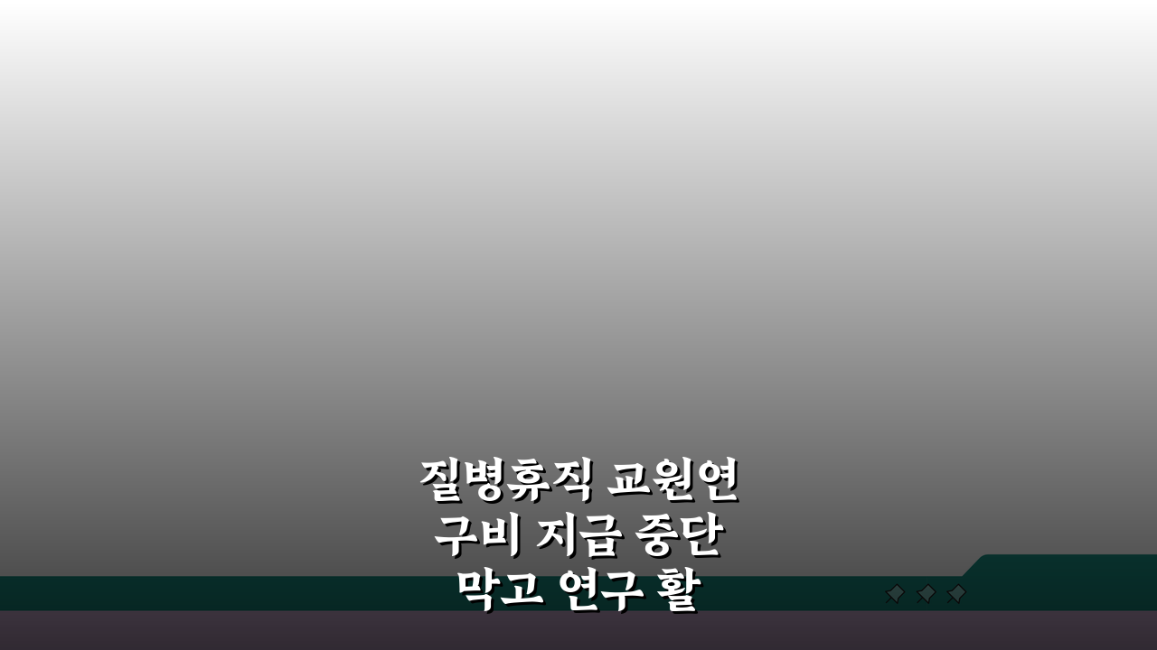 질병휴직 교원연구비 지급 중단 막고 연구 활동 유지하는 법